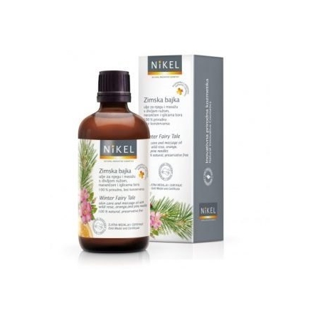 NIKEL Zimowa Bajka relaksujący i rozluźniający mięśnie olejek do masażu z Dziką Różą, Pomarańczą i Sosną 100% naturalny 100ml